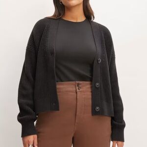 Everlane Black Knit Button-Front Cardigan